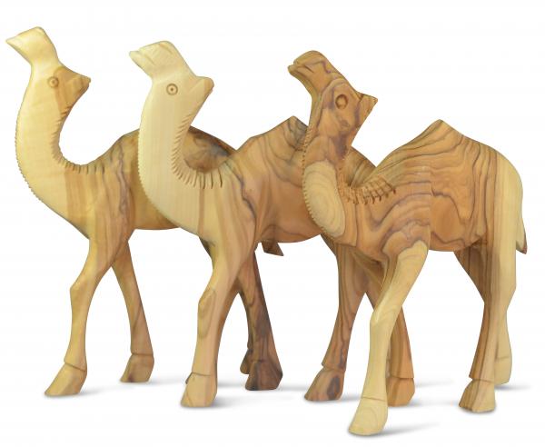 Kamel aus Olivenholz 17,5 cm hoch. Passend zu Figura Santa Krippenfiguren. Handgeschnitzt in Bethlehem.